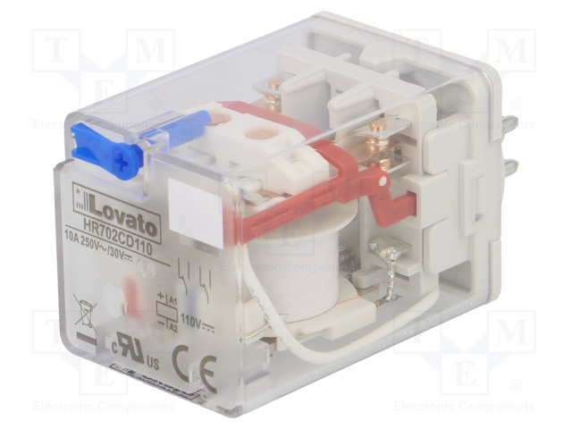 RELE - DPDT - UKELAN: 110VDC - 10A/250VAC - HR70 - Teollisuusreleet - HR702CD110 - 1
