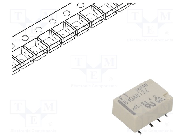 RELE - DPDT - UKELAN: 12VDC - 2A - 0,3A/125VAC - SMT - Pienoisreleet - FTR-B3GA012Z-B10 - 1