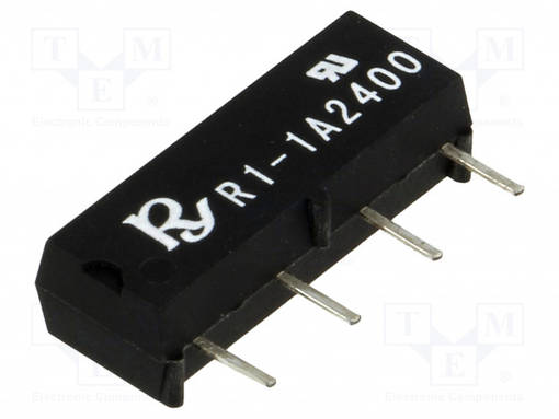 RELE: TYHJIÖRELE - SPST-NO - UKELAN: 24VDC - 1A - MAX.250VDC - 10VA - PCB - Reedreleet - R1-1A2400 - 1