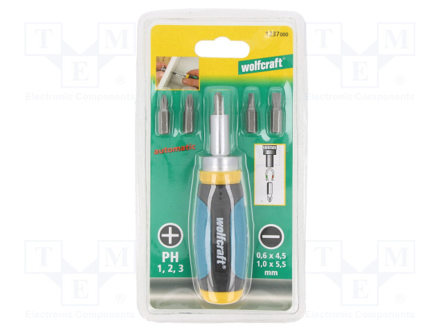 SCREWDRIVER: UNIVERSAL-SET - WITH RATCHET - PHILLIPS,SLOT - 5PCS. - Ruuvimeisselit ja sarjat - WF1237000 - 1