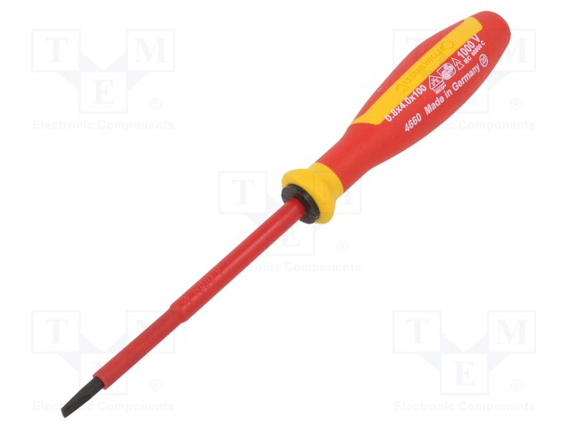 SCREWDRIVER: INSULATED - SLOT - 4X0.8MM - BLADE LENGTH: 100MM - 1KVAC - Ruuvimeisselit ja sarjat - ST-46603040 - 1