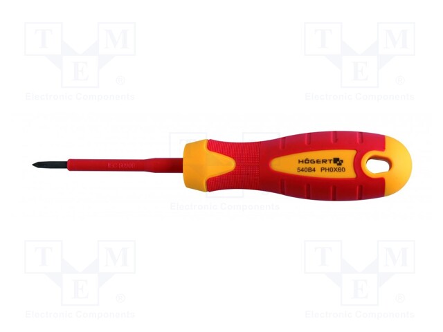 SCREWDRIVER: INSULATED - PHILLIPS - PH0 - 60MM - 1KVAC - ALLOY STEEL - Ruuvimeisselit ja sarjat - HT1S920 - 1