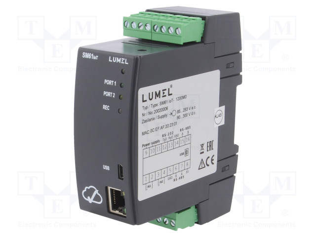 TEOLLISUUSMODUULI: TIETOJENKERUULAITE - 85÷253VAC - 90÷300VDC - Tiedonkeruulaitteet - SM61IOT-1200M0 - 1