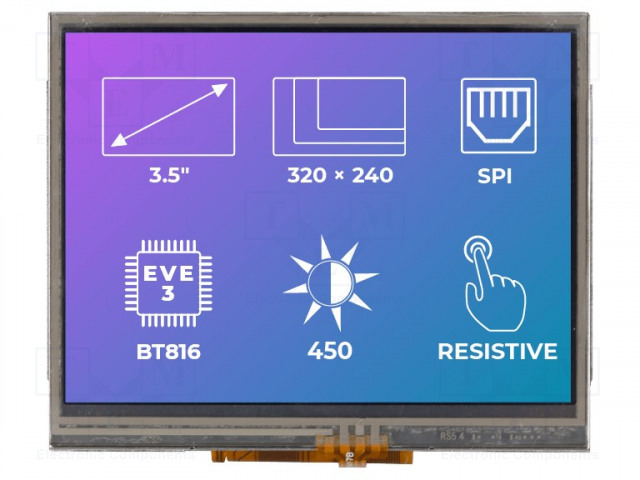 TFT NÄYTTÖ - 3,5" - 320X240 - VALAISTUS: LED - KOOT: 76,9X63,9X7,6MM - Älykkäät näytöt - RVT35AHBNWR00 - 1