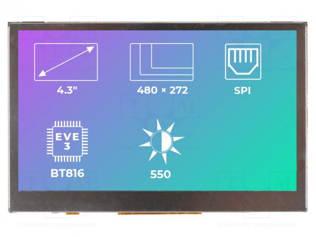 TFT NÄYTTÖ - 4,3" - 480X272 - VALAISTUS: LED - KOOT: 105,5X67,2X6,32MM - Älykkäät näytöt - RVT43ALBNWN00 - 1