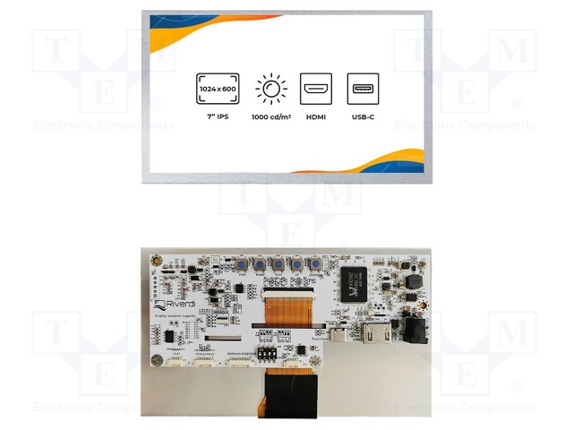 TFT NÄYTTÖ - 7" - 1024X600 - VALAISTUS: LED - KOOT: 164,9X100X22,4MM - TFT-näytöt - SM-RVT70HSHNWN00 - 1
