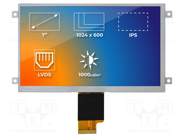 TFT NÄYTTÖ - 7" - 1024X600 - VALAISTUS: LED - KOOT: 181,6X100,6X6,23MM - TFT-näytöt - RVT70HSLFWN00 - 1