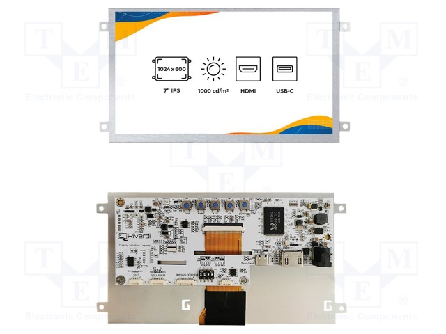 TFT NÄYTTÖ - 7" - 1024X600 - VALAISTUS: LED - RGB - LIITÄNTÄ: HDMI - TFT-näytöt - SM-RVT70HSHFWN00 - 1