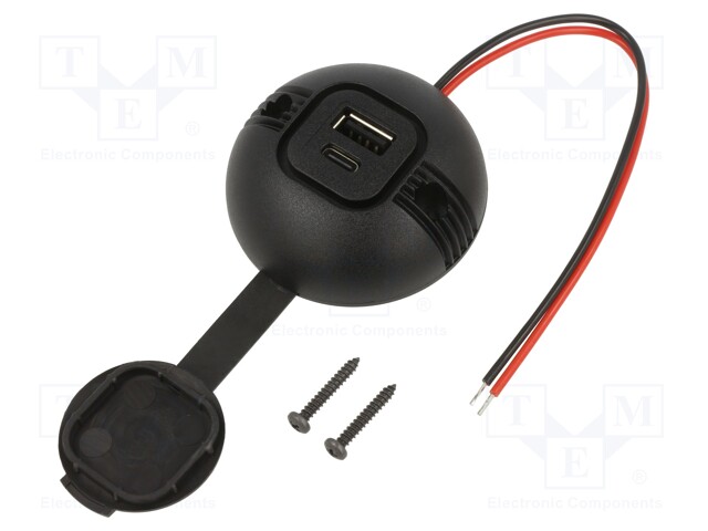 USB VIRTALÄHDE - USB A RASIA,USB C RASIA - NIMELLISVIRTA: 3A - 5V/3A - Autopistokelaturit ja virtalähteet - PROCAR-67347600 - 1