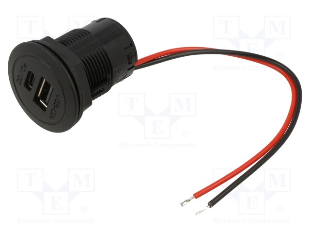 USB VIRTALÄHDE - USB A RASIA,USB C RASIA - NIMELLISVIRTA: 3A - 5V/3A - Autopistokelaturit ja virtalähteet - PROCAR-67353550 - 1