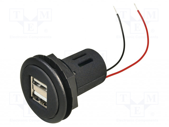 USB VIRTALÄHDE - USB A RASIA X2 - VIRTALÄHT.JÄNN: 12÷24VDC - MUSTA - Autopistokelaturit ja virtalähteet - PROCAR-67321500 - 1