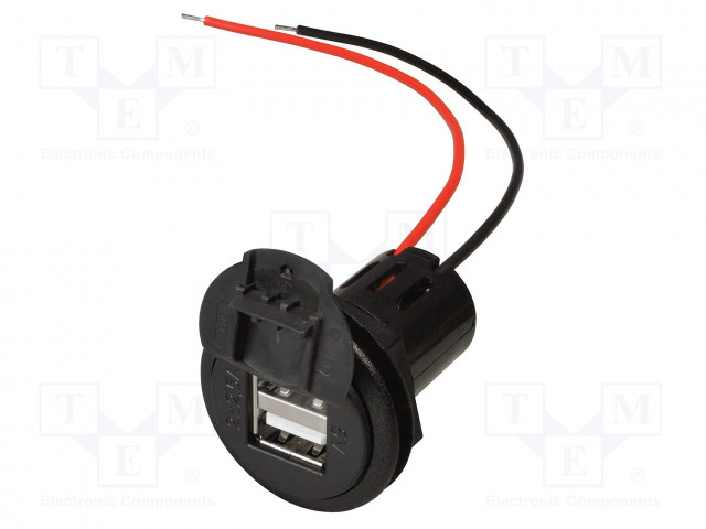 USB VIRTALÄHDE - USB A RASIA X2 - VIRTALÄHT.JÄNN: 12÷24VDC - MUSTA - Autopistokelaturit ja virtalähteet - PROCAR-67321600 - 1