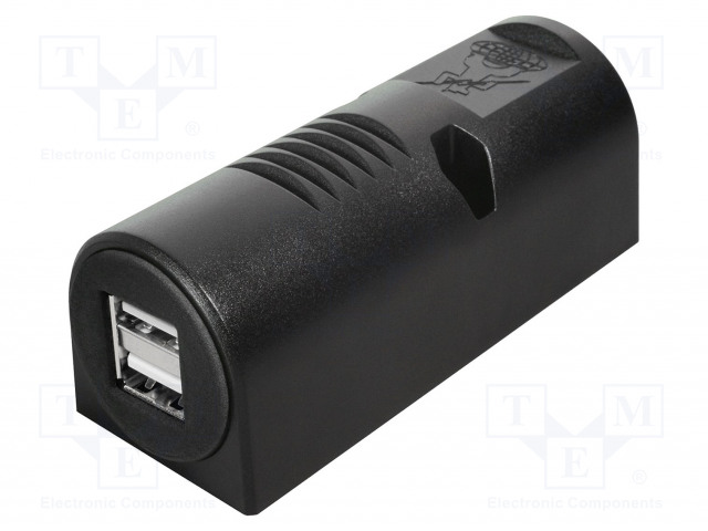USB VIRTALÄHDE - USB A RASIA X2 - VIRTALÄHT.JÄNN: 12÷24VDC - MUSTA - Autopistokelaturit ja virtalähteet - PROCAR-67323500 - 1