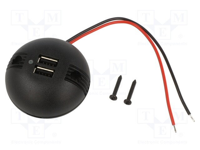 USB VIRTALÄHDE - USB A RASIA X2 - VIRTALÄHT.JÄNN: 12÷24VDC - MUSTA - Autopistokelaturit ja virtalähteet - PROCAR-67327500 - 1