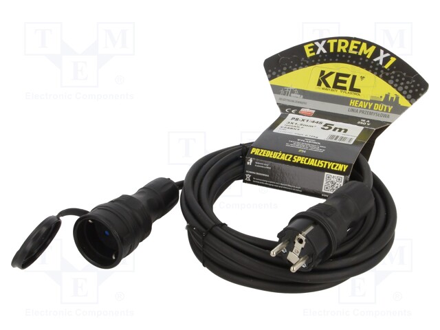 VERKKOJATKOKAAPELI - 3X1,5MM2 - 5M - KUMI - MUSTA - PISTORAS.MÄÄRÄ: 1 - Jatkojohdot ja -haaroittimet - W-99160 - 1