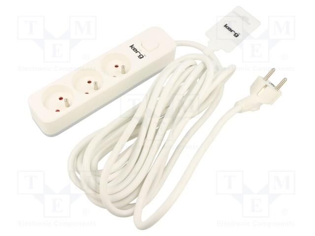 VERKKOJATKOKAAPELI - 3X1,5MM2 - 3M - PVC - VALKOINEN - 16A - Jatkojohdot ja -haaroittimet - KERG-M02380 - 1