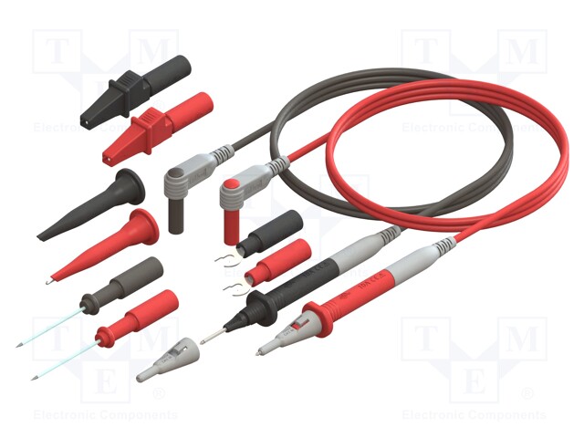 MITTAUSANTUREIDEN SETTI - 3A,5A,10A - MUSTA,PUNAINEN - Mittausjohdot - CT3987B-120 - 1