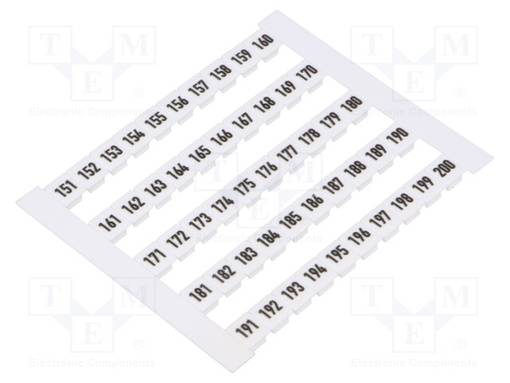 KAAPELIMERKKI - VAAKASUORA - VALKOINEN - 5MM - MERKINTÄ: 151-200 - Kiskoliittimet - DEK5-FW-151-200 - 1