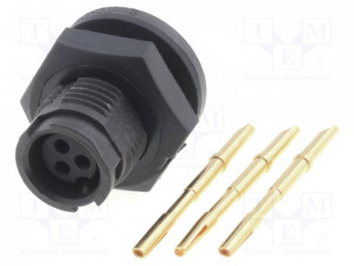 LIITIN: PYÖREÄT - N LIITINAARAS - 6,5A - 125V - PIN: 3 - EN2 - IP68 - SWITCHCRAFT liittimet - EN2P3F20 - 1