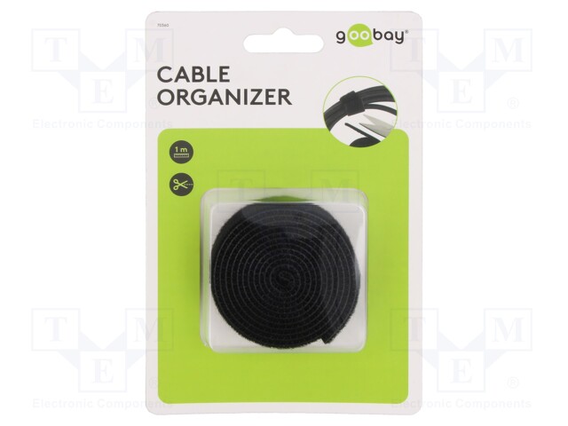 NIPPUSIDE TARRANAUHALLA - L: 1000MM - W: 20MM - MUSTA - Nippusiteet - GOOBAY-70360 - 1