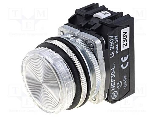 MERKKIVALO - 30MM - NEF30 - VALAISTUS: LED,HEHKULAMPPU - Ø30,5MM - IP20 - Taulukytkimien lisävarusteet - NEF30-LPB220 - 1