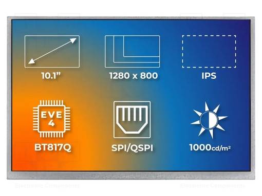 TFT NÄYTTÖ - 10,1" - 1280X800 - VALAISTUS: LED - RGB - 1000CD/M2 - RIBUS - Älykkäät näytöt - SM-RVT101HVBNWN00 - 1