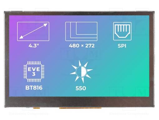 TFT NÄYTTÖ - 4,3" - 480X272 - VALAISTUS: LED - KOOT: 105,5X67,2X6,32MM - Älykkäät näytöt - SM-RVT43ALBNWN00 - 1