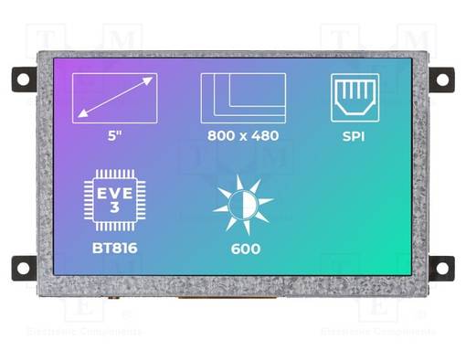 TFT NÄYTTÖ - 5" - 800X480 - VALAISTUS: LED - KOOT: 121,5X76,6X7,43MM - TFT-näytöt - SM-RVT50AQBFWN00 - 1