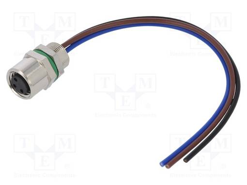 LIITIN: M8 - NAARAS - PIN: 3 - 3A - 60V - IP65,IP67 - SUORA - PANEELIASENNETTAVA - M8 liittimet - SM8-S50C-A3F-2A010 - 1