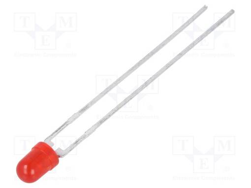 LED - PUNAINEN - 3MM - 25÷45MCD - 80° - ETUOSA: KUPERA - 1,8÷2,2VDC - Pyöreät LEDit - TLDR4400 - 1