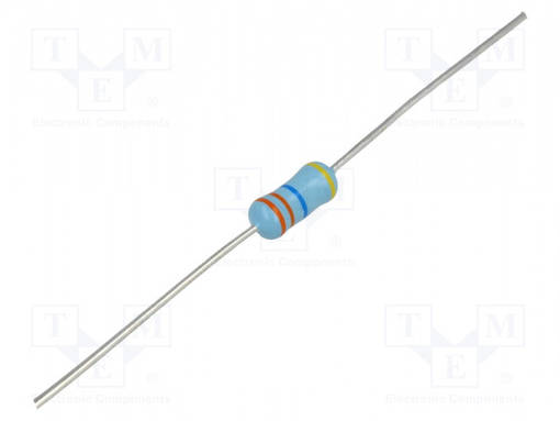 VASTUS: METAL GLAZE - THT - 3,3MOHM - 0,5W - ±1% - Ø4X10MM - 200PPM/°C - Vastukset - läpijuotettavat - THT - VR37000003304FA100 - 1