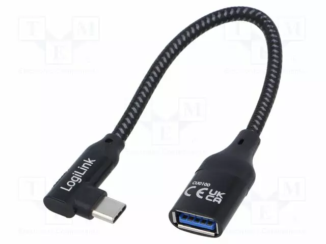 KAAPELI - USB 3.2 GEN 2 - USB A RASIA,USB C KULMALIITIN - 0,2M - USB kaapelit ja adapterit - CU0100 - 1