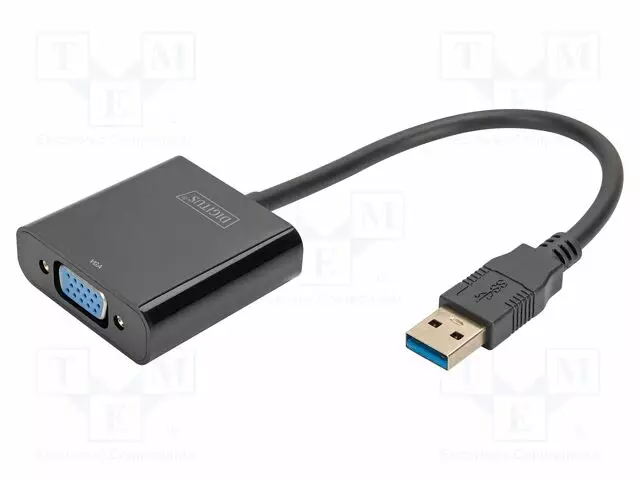 ADAPTERI - USB A PISTOKE,VGA NAARASLIITIN - USB 3.2 - 150MM - MUSTA - HDMI, DVI, DisplayPort johdot - DA-70840 - 1
