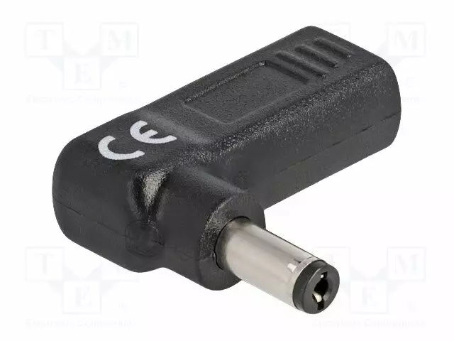 ADAPTERI - USB C RASIA,DC 5,5/2,1 LIITIN - MUSTA - KULMA- 3A - DC virtakaapelit - DELOCK-60010 - 1