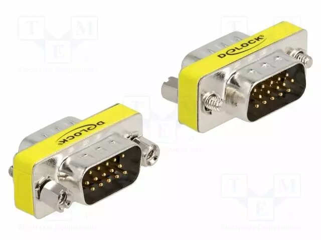 ADAPTERI - D-SUB 15PIN PISTOKE,MOLEMMIN PUOLIN - Tietokonekaapelit ja -adapterit - DELOCK-65010 - 1