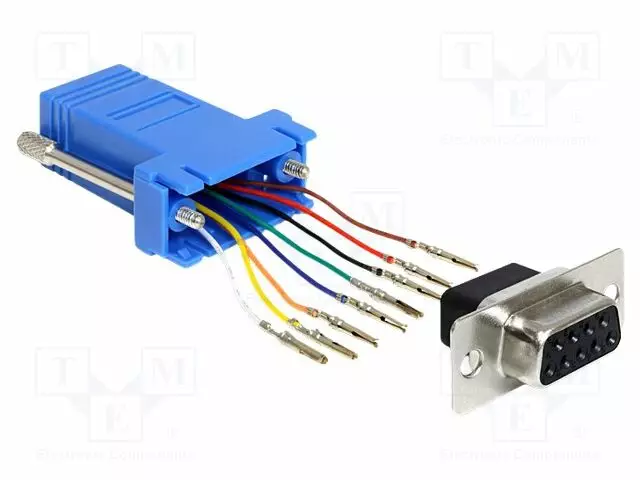 ADAPTERI - D-SUB 9PIN RASIA,RJ45-PISTORASIA - SININEN - Tietokonekaapelit ja -adapterit - DELOCK-65430 - 1