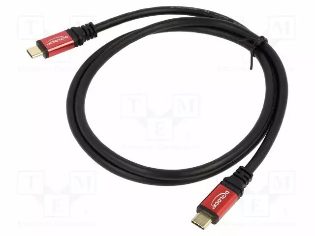 KAAPELI - USB C PISTOKE,MOLEMMIN PUOLIN - KULLATTU - 1M - MUSTA - 100W - USB kaapelit ja adapterit - DELOCK-80090 - 1