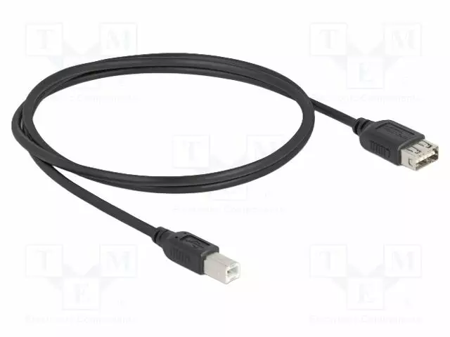 CABLE - USB 2.0 - USB A DOUBLE SIDED SOCKET,USB B PLUG - 1M - MUSTA - USB kaapelit ja adapterit - DELOCK-81530 - 1