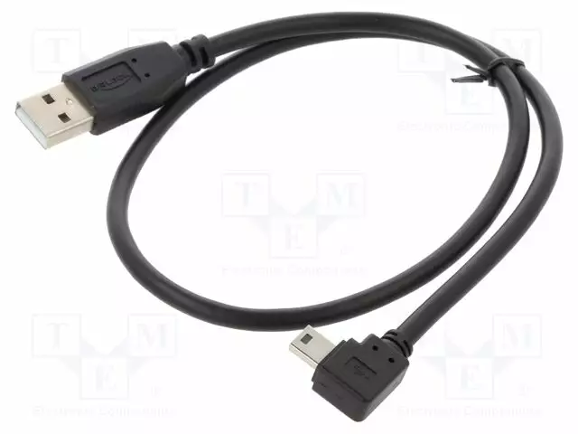 CABLE - USB 2.0 - USB A PLUG,USB B MINI PLUG 90° LEFT/RIGHT - 0.5M - USB kaapelit ja adapterit - DELOCK-81650 - 1