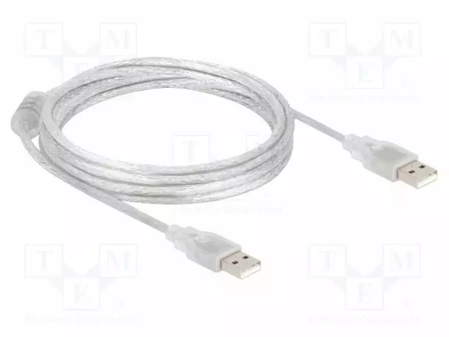 KAAPELI - USB 2.0 - USB A PISTOKE,MOLEMMIN PUOLIN - 3M - LÄPINÄKYVÄ - USB kaapelit ja adapterit - DELOCK-83890 - 1