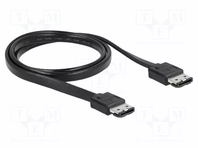 CABLE: SATA - E-SATA SOCKET,BOTH SIDES - 1M - FLAT - MUSTA - 3GBPS - Tietokonetarvikkeet - muut - DELOCK-85640 - 1