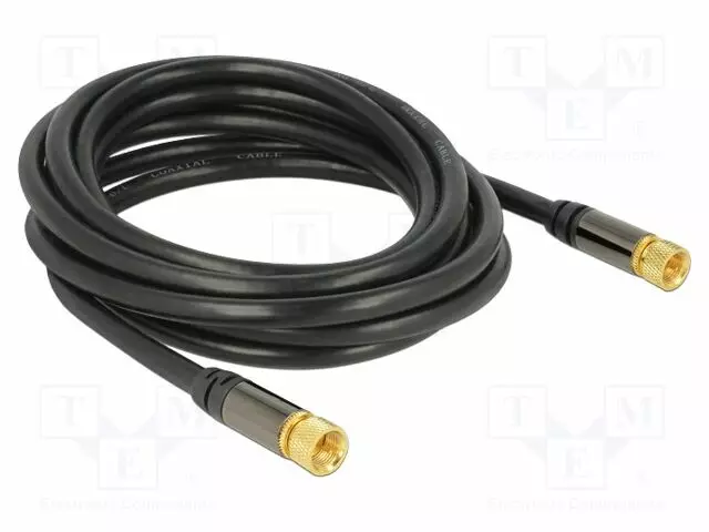 KAAPELI - 3M - F PISTOKE,MOLEMMIN PUOLIN - MUSTA - 75OHM - Antennijohdot - DELOCK-88920 - 1