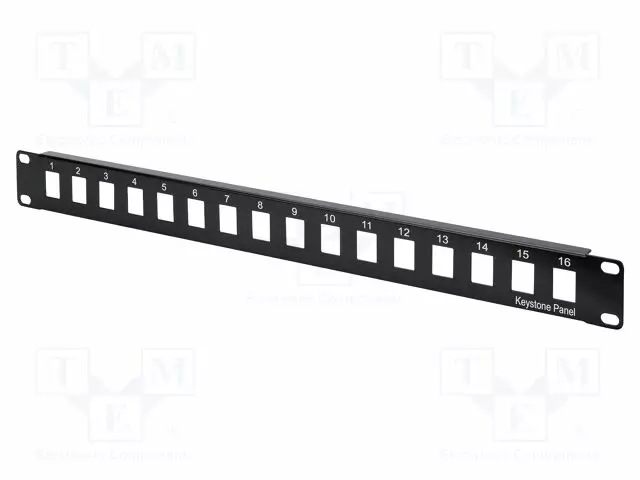 PATCH PANEL - KEYSTONE - RACK - MUSTA - RACK 19" - PORTTIEN LUKU: 16 - Tietokonetarvikkeet - muut - DN-91400 - 1