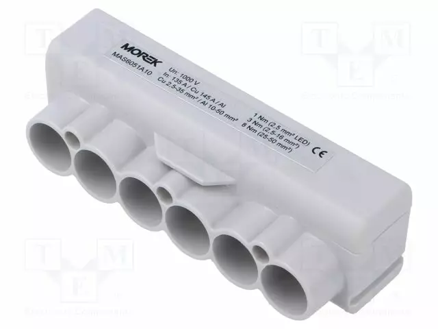 LIITIN: JAKOPALA - SLT50 - 1KV - PIN: 9(6+3) - RUUVI TERMINAALI - Kiskoliittimet - MAS6051A10 - 1
