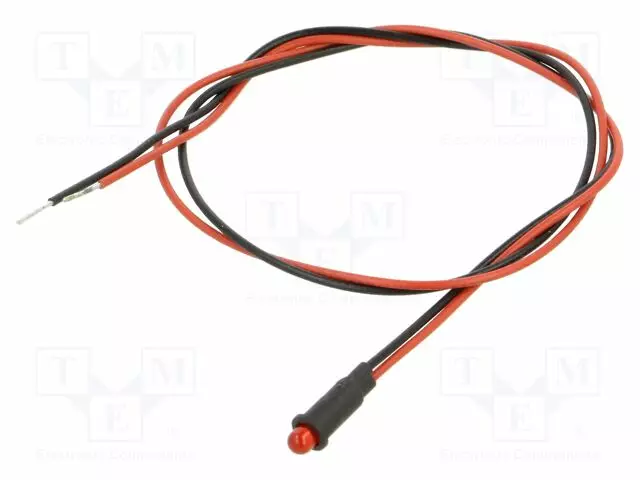 MERKKIVALO: LED - PUNAINEN - 2,1VDC - PM3 - JOHDOT - 300MM - MUOVI - 2MCD - Merkkivalot ja pienoislamput - PM3RDW12.0 - 1