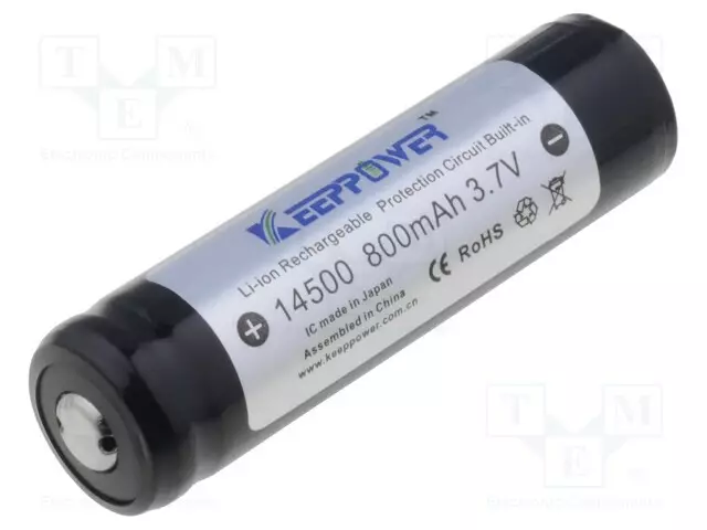 AKKU: LI-ION - 14500 - 3,7V - 800MAH - Ø14X52MM - Akut - ACCU-ICR14500 - 1