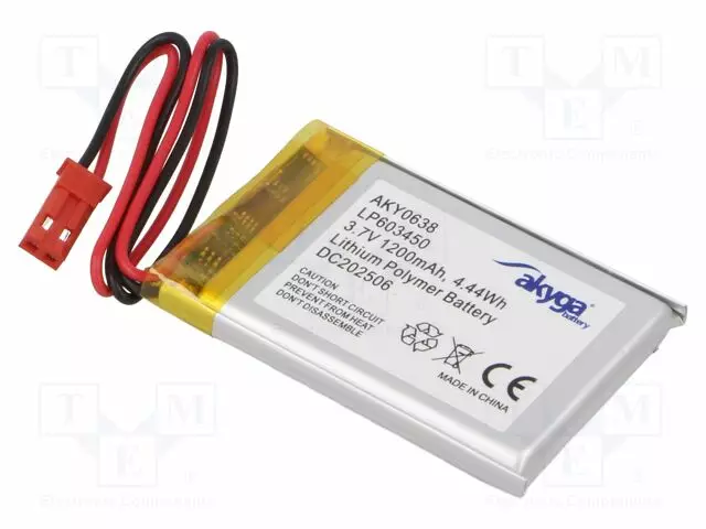 AKKU: LI-PO - 3,7V - 1200MAH - JOHDOT,JST SYP-02T-1 LIITOS - Akut - AKY-LP603450 - 1