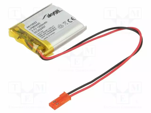 AKKU: LI-PO - 3,7V - 1200MAH - JOHDOT,JST SYP-02T-1 LIITOS - Akut - AKY-LP883440 - 1
