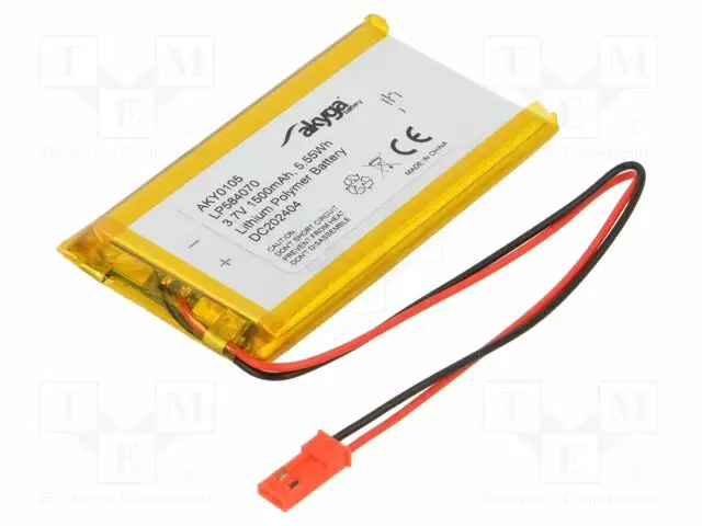 AKKU: LI-PO - 3,7V - 1500MAH - JOHDOT,JST SYP-02T-1 LIITOS - 1KPL - Akut - AKY-LP584070 - 1