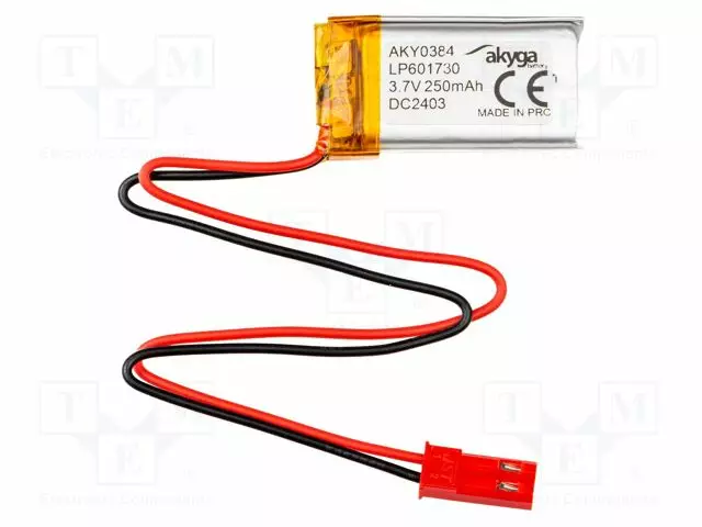 AKKU: LI-PO - 3,7V - 250MAH - JOHDOT,JST SYP-02T-1 LIITOS - Akut - AKY-LP601730 - 1
